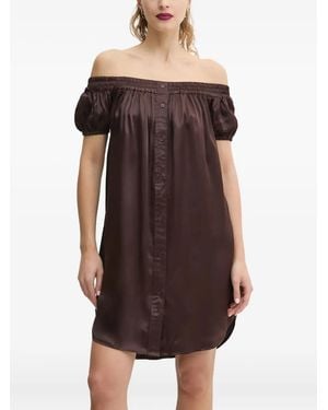 Day Birger et Mikkelsen Off-Shoulder Buttoned Dress - Brown