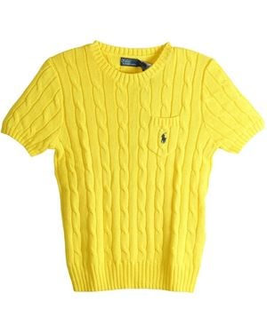 Polo Ralph Lauren Cable-knit Chest-pocket Top - Yellow