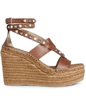Jimmy Choo Danica Studded Leather Espadrille Sandals - Brown