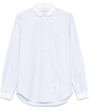 Thom Browne Pinstriped Shawl-Collar Shirt - White