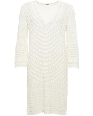 Eres Divina Crochet V-Neck Mini Dress - White