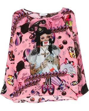 The Artistylist Graphic-Print Long-Sleeve Blouse - Red