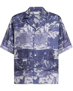 Pierre Louis Mascia Chemise Imprimée Aloe À Manches Courtes - Blue