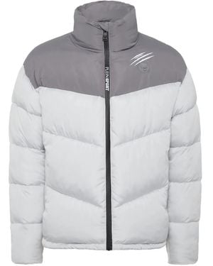Philipp Plein Quilted Colour-Block Puffer Jacket - Grey