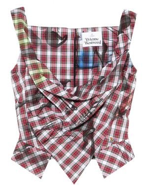 Vivienne Westwood Plaid Draped Top - Purple