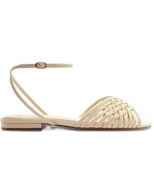 Alexandre Birman Lilian Woven Ankle-Strap Flat Sandals - White