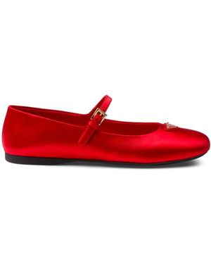 Prada サテン フラットシューズ - レッド