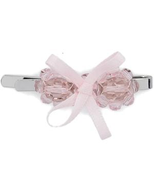 Simone Rocha Beaded Bow Hair Clip - Pink