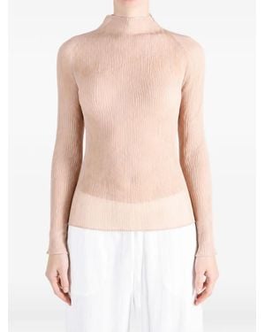 Issey Miyake Plissé-Effect Mock-Neck Top - Blue