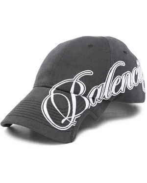 Balenciaga Cursive Script Logo Drill Cotton Cap - White