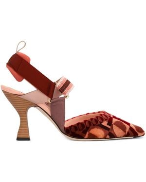 Fendi Colibri Slingback-Pumps mit Mesh 85mm - Braun