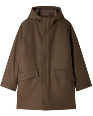 Sandro Hooded Zip-Up Parka - Brown