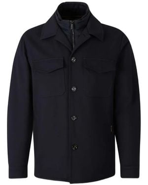 Moorer Quilted-Insert Button-Up Jacket - Blue