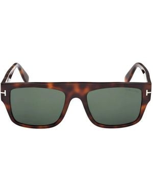 Tom Ford Tortoiseshell Square-Frame Sunglasses - Green