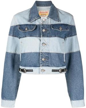 ANDERSSON BELL Mahina Patchwork-Striped Denim Jacket - Blue