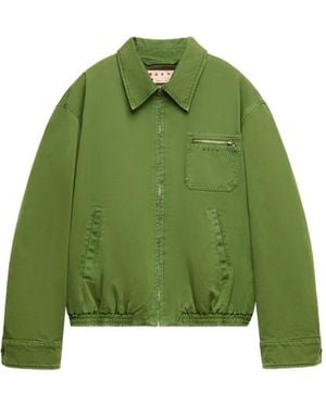 Marni Cotton Jacket With Zip Pocket - Green