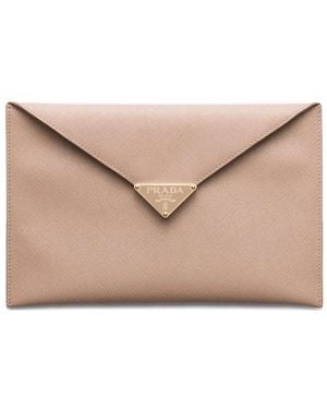 Prada Pochette À Bouton Pression - Neutre