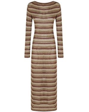 MC2 Saint Barth Robyn Open-Back Striped Midi Dress - Natural