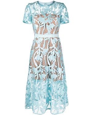 chinese dress ladies Self-Portrait - Blue Guipure Lace Midi Dress