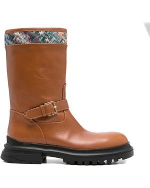 Missoni Buckle strap biker boots - Marrón