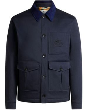 Etro Logo-Embroidered Jacket - Blue