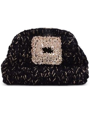Gedebe Jewel-Buckle Clutch Bag - Black