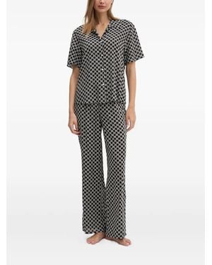 Karl Lagerfeld Geometric-Print Pants - Black