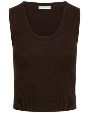 Oscar de la Renta Wool Twin Set Tank - Black