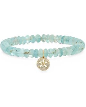 Sydney Evan Bracciale Con Acquamarina E Diamanti - Verde
