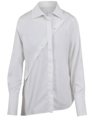 BALOSSA Asymmetric-Hem Button-Detail Shirt - Gray