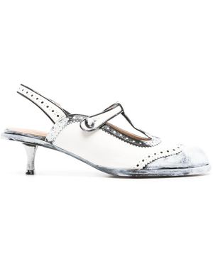 Maison Margiela 45Mm Bourgeoise Spectator Tabi Slingback Court Shoes - White