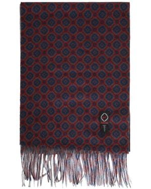 Ascot Fringed Patterned Scarf - Purple