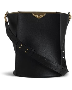 Zadig & Voltaire Borderline Bucket Xl Grained L Bags - Black