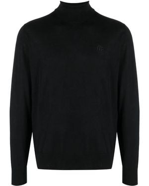 DSquared² Embroidered Monogram Roll Neck Jumper - Black