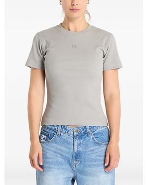 Daily Paper Ribbed-Knit Logo-Embroidered T-Shirt - Gray
