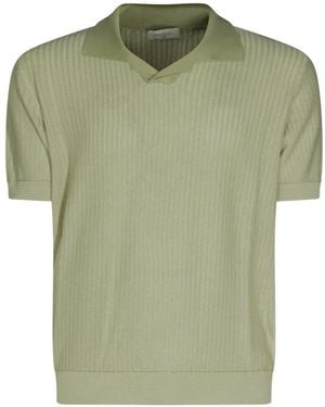 Piacenza Cashmere Poloshirt Aus Geripptem Strick - Grün