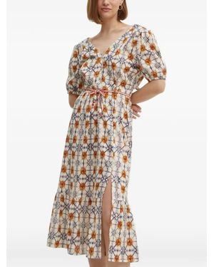 La Petite Francaise Reconfort Printed Tie Midi Dress - White