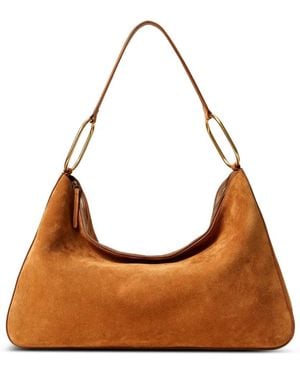 Twinset Liliane' Large Suede Bag With Rings - Brown