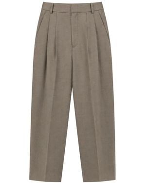 Liviana Conti Pleated Straight-Leg Trousers - Grey