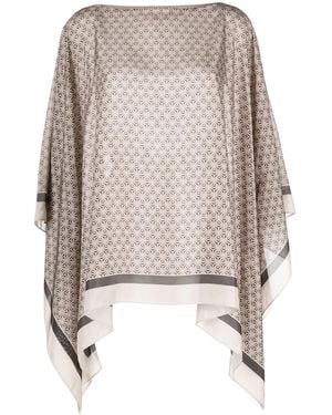 Brunello Cucinelli Geometric-Pattern Silk Tunic - Natural