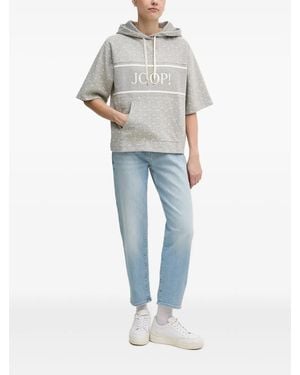 Joop! Logo-Detail Short-Sleeve Hoodie - Blue