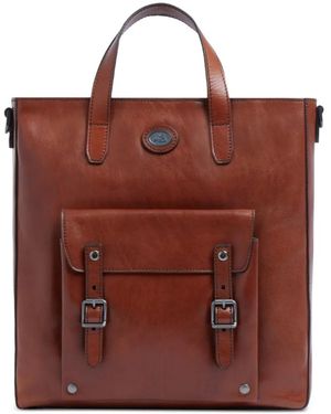 The Bridge Buckle-Detail Leather Backpack - Brown