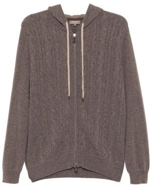 N.Peal Cashmere Hoodie mit Zopfmuster - Braun