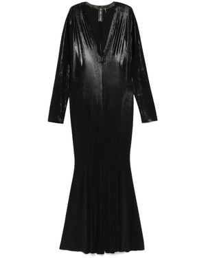 Norma Kamali Dolman V Neck Fishtail Gown - Black