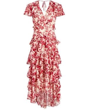 Cinq À Sept Floral Ruffled Midi Dress - Red