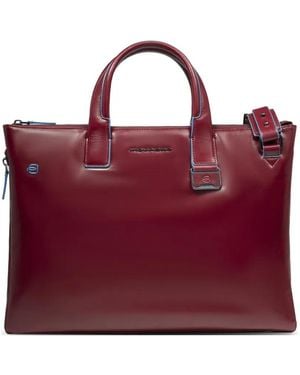 Piquadro Leather Laptop Bag - Purple