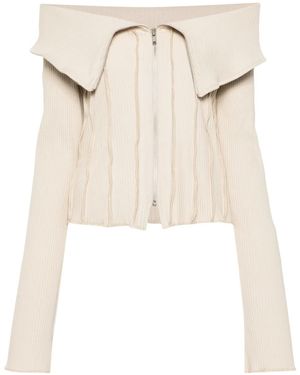 Kerne.Milk Cleo Off-Shoulder Ribbed Jacket - Natural
