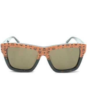 MCM Logo-Plaque Square-Frame Sunglasses - Brown