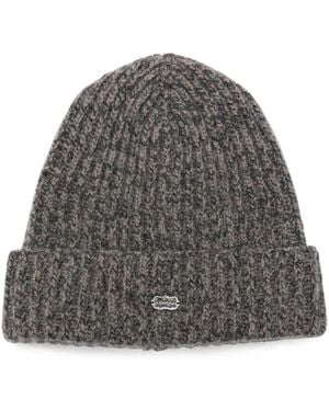 Agnona Ribbed-Knit Beanie Hat - Gray