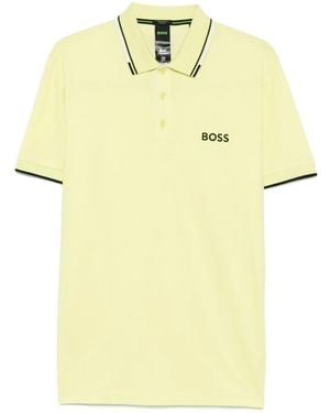 BOSS Logo-Print Polo Shirt - Yellow